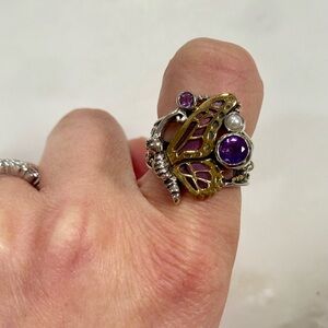 Echo of the Dreamer Bronze 925 Silver with Amethyst Butterfly 🦋 Ring sz 7 NWT 🌟